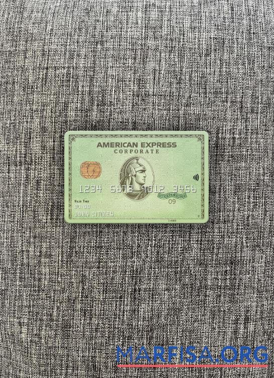 Blank USA Massachusetts Radius bank AMEX green card photolook front example